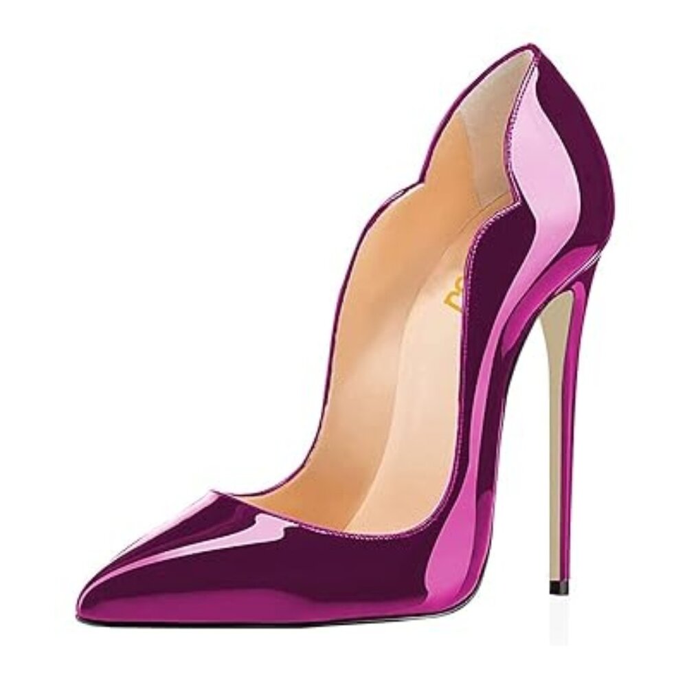 Feminine Patent Pointed-Toe Stiletto Pump in Magenta
